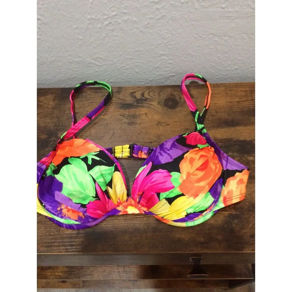 La Blanca floral bikini top underwire lifter Size 12 swim wear womens
